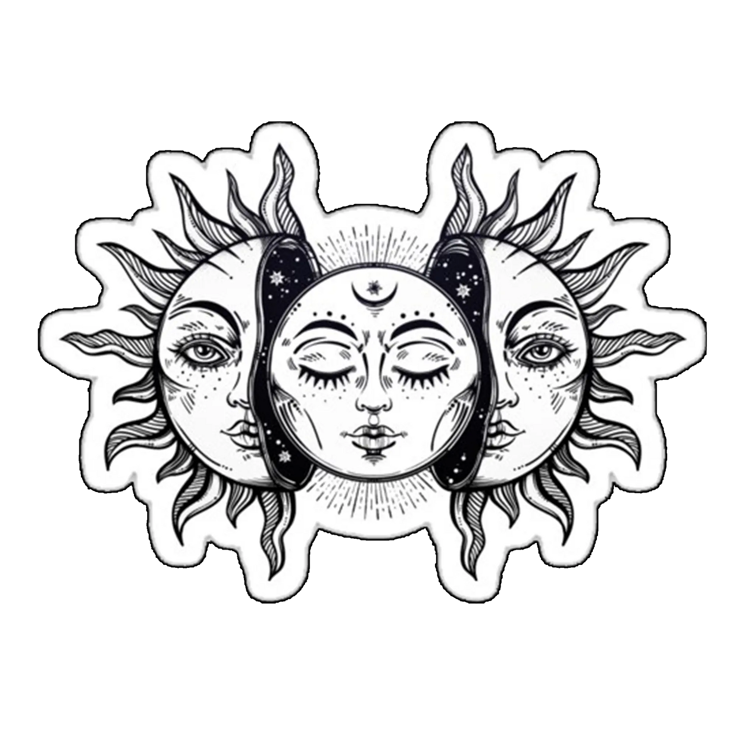 Sticker Eclipsa solara vintage Soarele si Luna