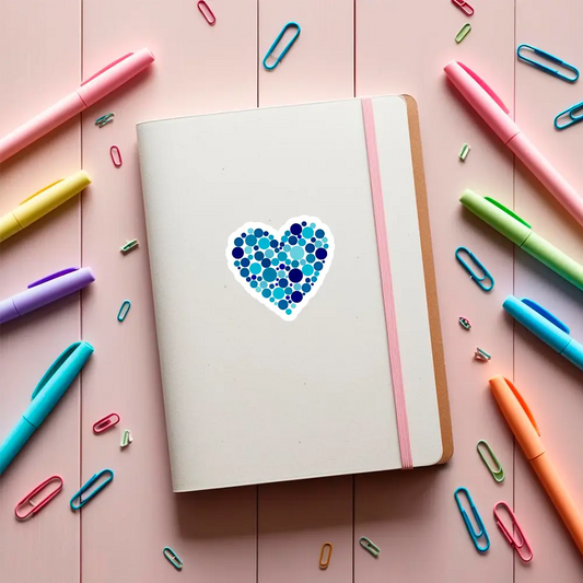 sticker chrome heart blue