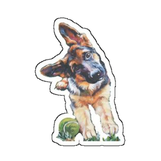 Sticker Caine cu capul sucit