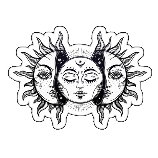 Sticker  Eclipsa solara vintage Soarele si Luna