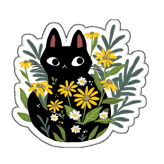 Sticker Pisica intre flori