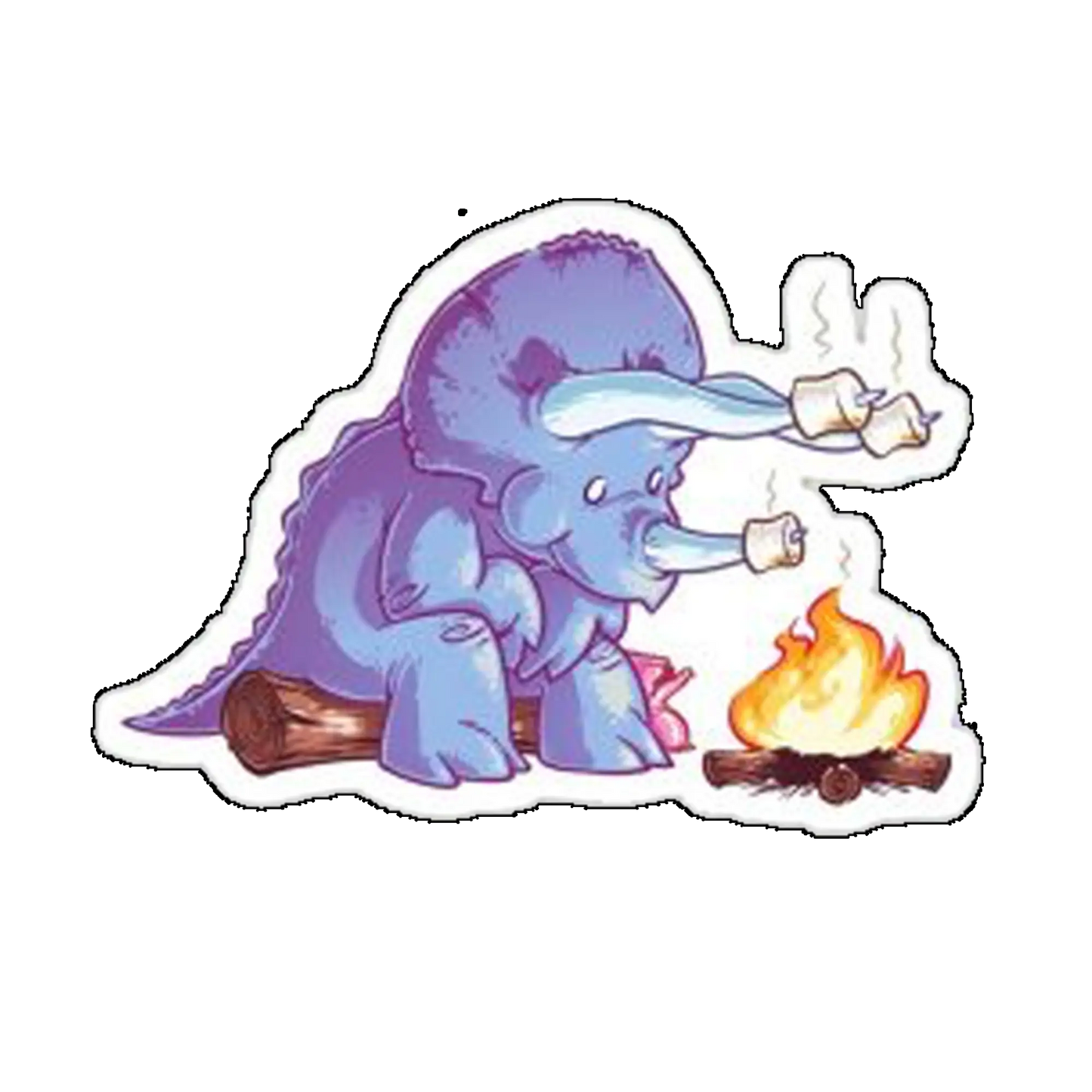 Sticker Triceratops la foc de tabara