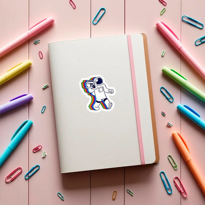 Sticker astronaut cu casetofon