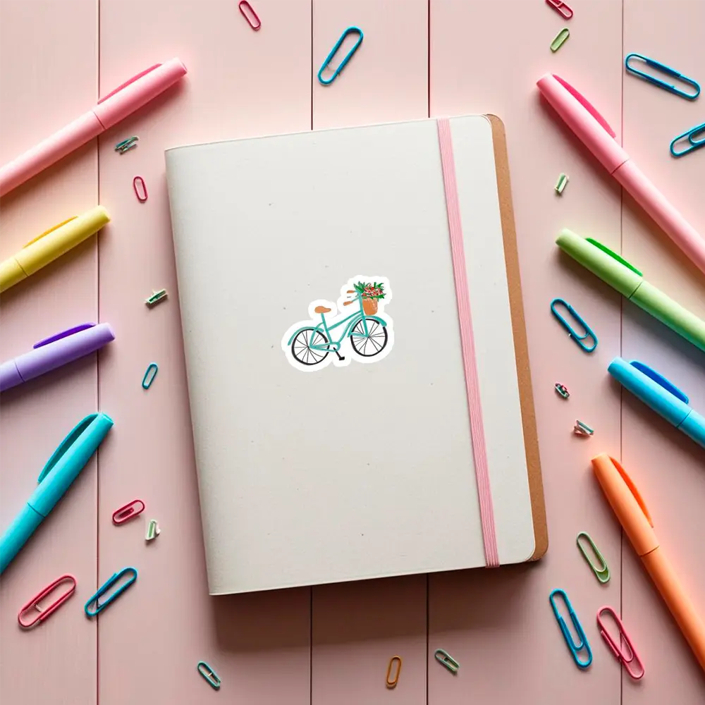 Sticker bicicleta cu flori