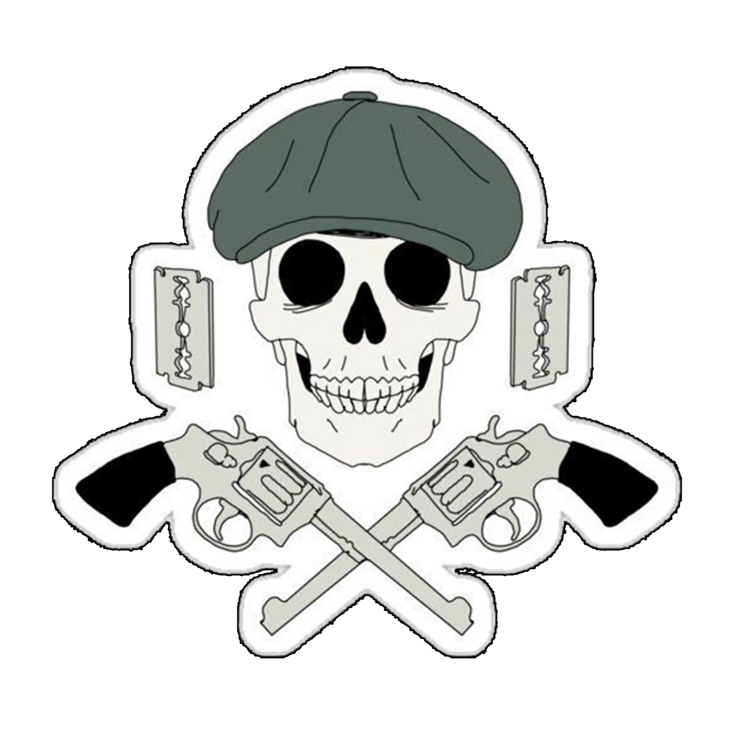 Sticker craniu cu pistoale incrucisate
