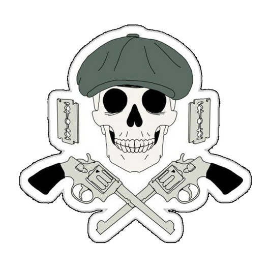 Sticker craniu cu pistoale incrucisate
