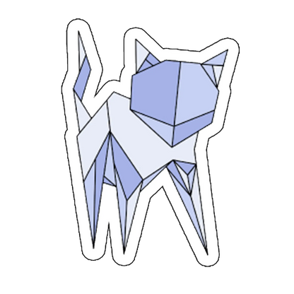 Sticker pisica origami albastra