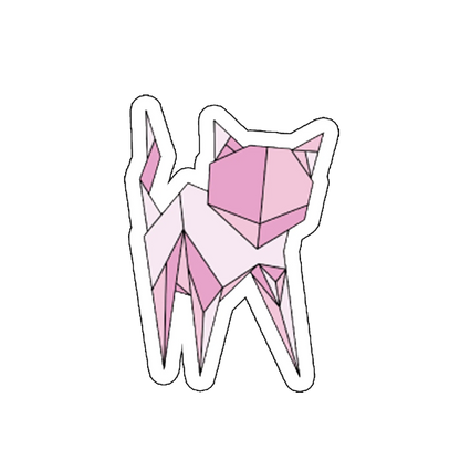 Sticker pisica origami roz