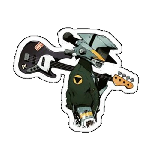 Sticker soldat cu chitara pe umar
