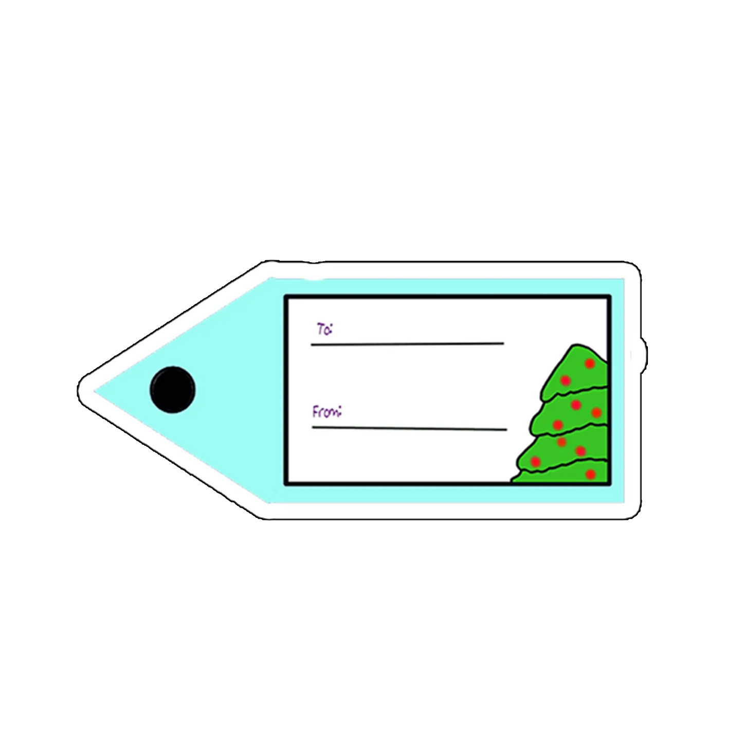 sticker Christmas tree tag