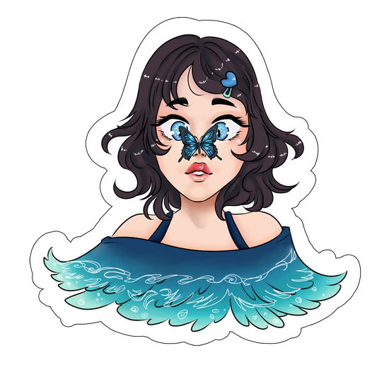 sticker Fata cu fluture pe nas