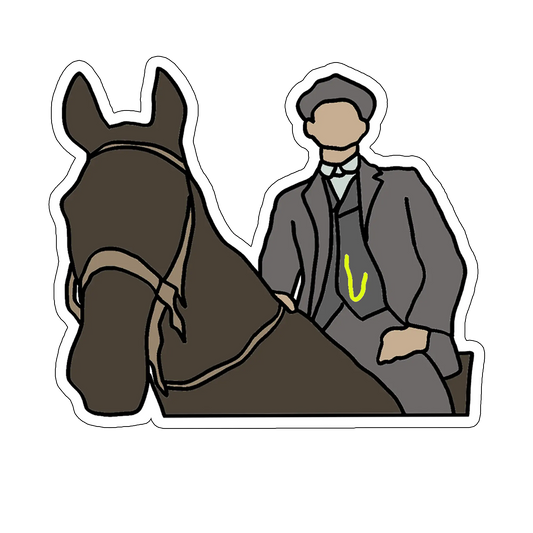 sticker Shelby on a horse