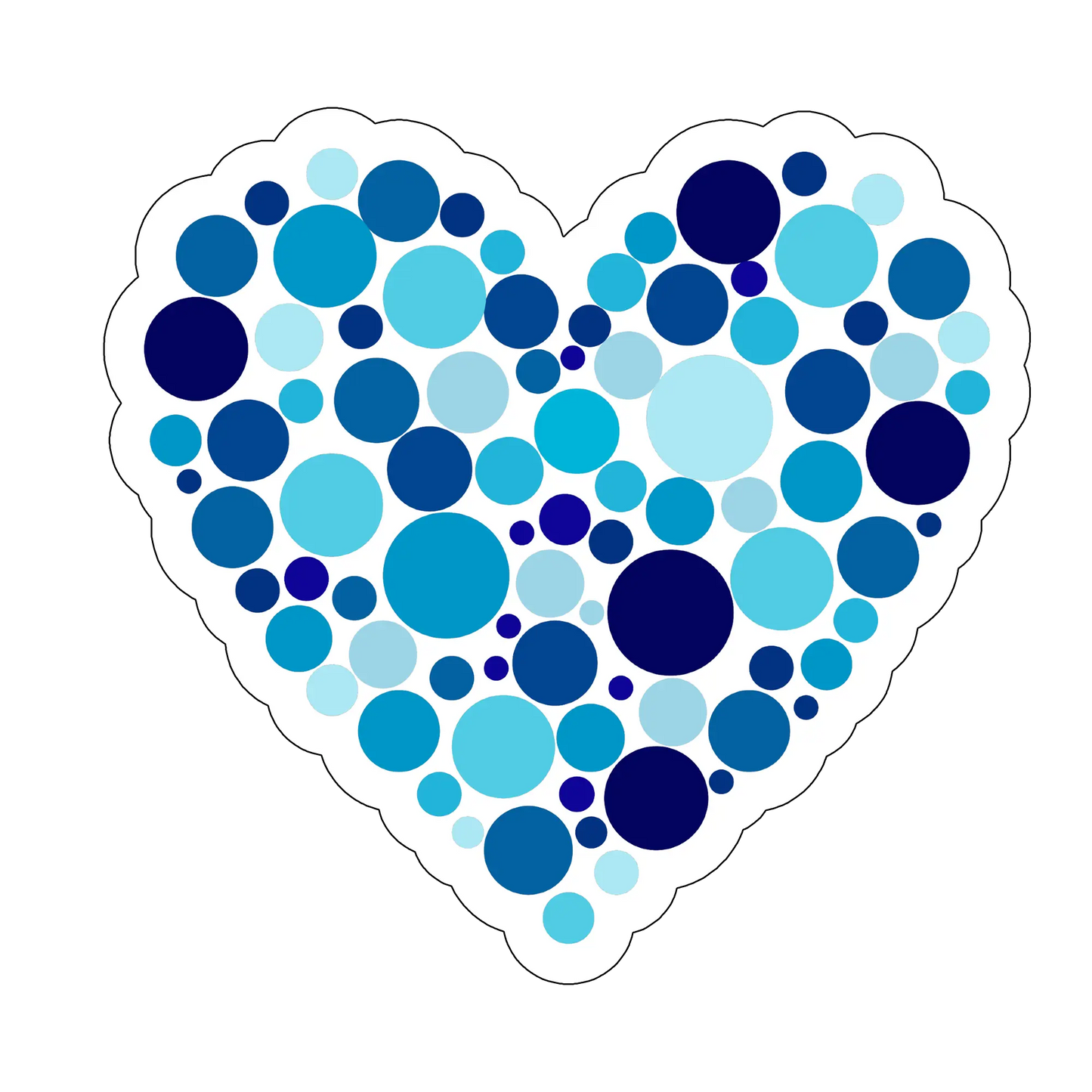sticker chrome heart blue