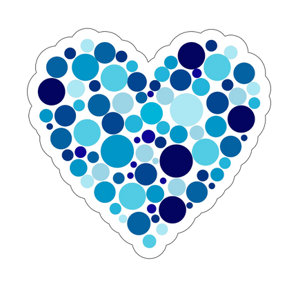 sticker chrome heart blue