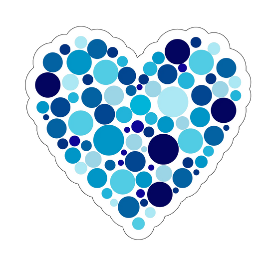 sticker chrome heart blue