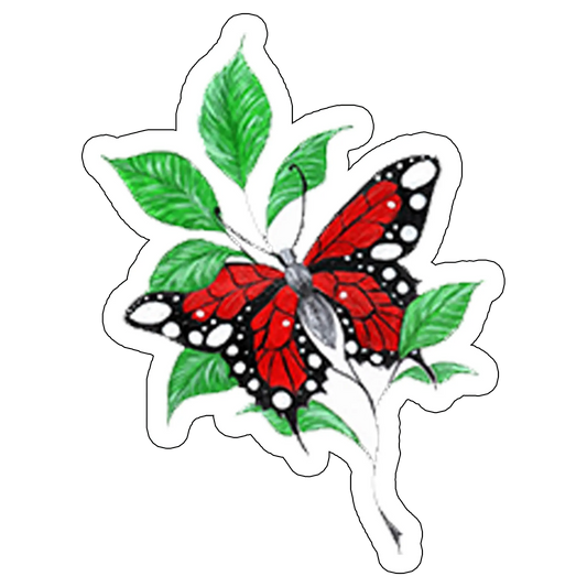 sticker fluture rosu